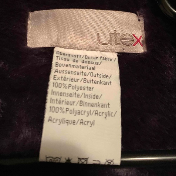 UTEX Purple Suede Faux Fur Lined Winter Coat - Picture 9 of 10